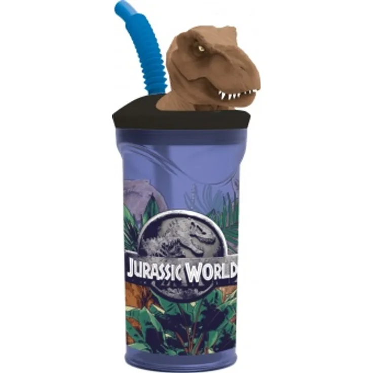 Jurassic World - Trinkbecher T-Rex mit Trinkhalm - 360 ml