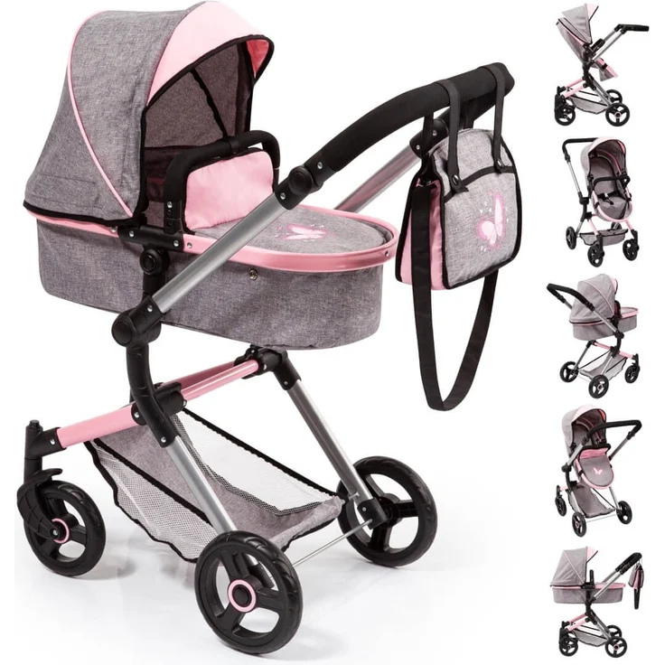 Bayer Kombi-Puppenwagen Neo Vario grau/rosa – Bild 4