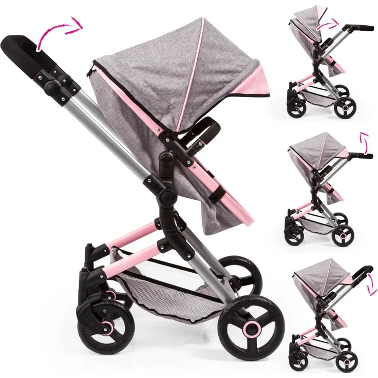 Bayer Kombi-Puppenwagen Neo Vario grau/rosa – Bild 5