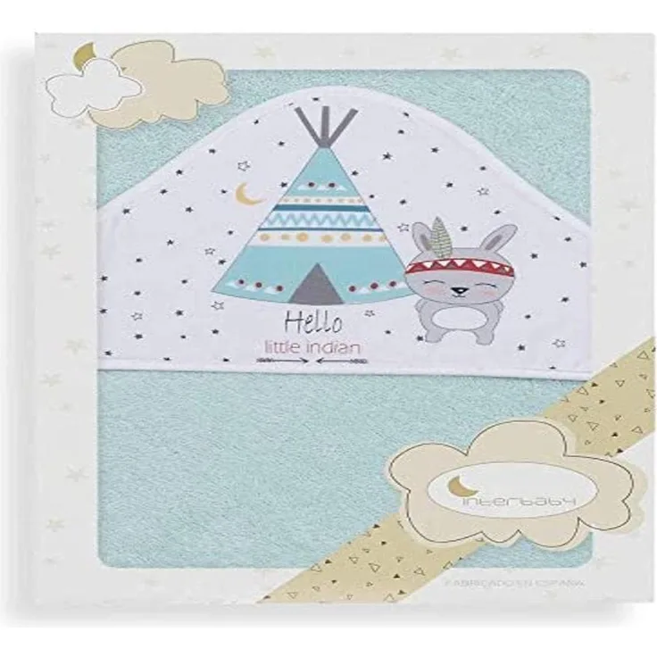 Interbaby 01202-03 Baby Kapuzenbadetuch TIPI OSO grün, Grün