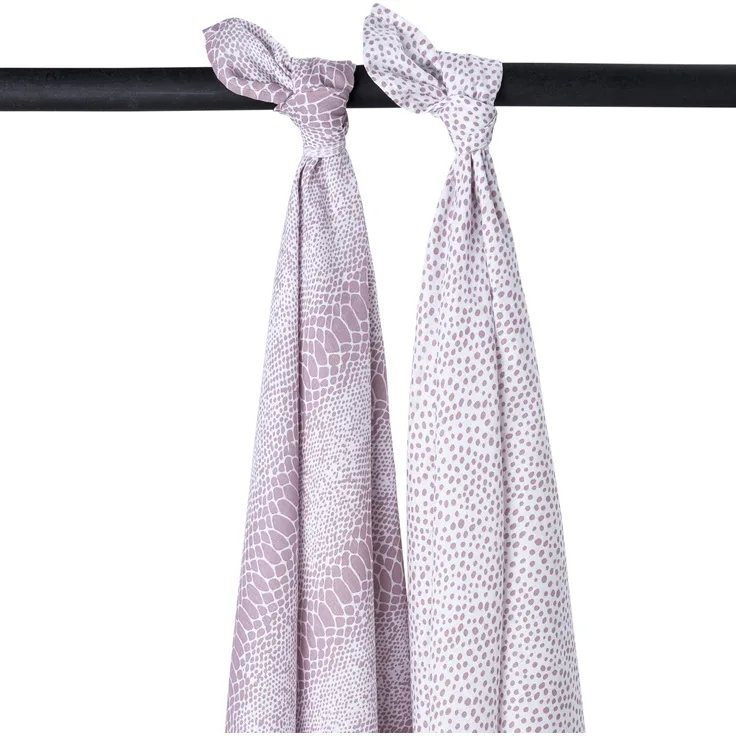 Meyco Snake / Cheetah Swaddle Lilac 2 Stück Rosa