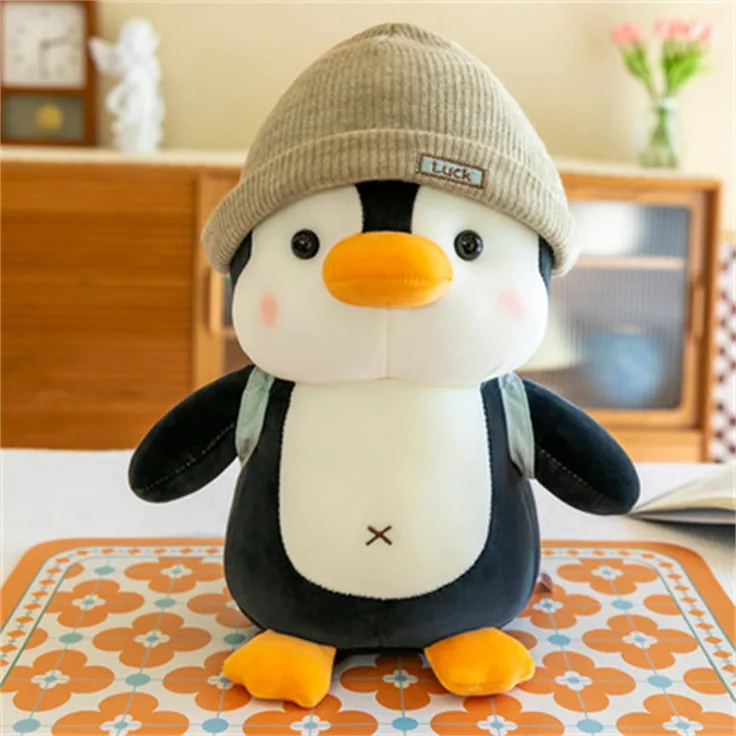 SWECOMZE Kuscheltier Pinguin Plüschtier für Mädchen, Jungen & Babys - Flauschiges Stofftier zum Kuscheln & Spielen, Pinguin Stofftier Schmusetier Geschenk (Grau,23cm)