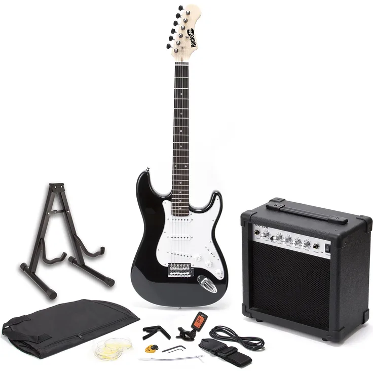 RockJam - RJEGPKG - Elektrische Gitarre (Verstärker, Tuner, Kapodaster, Plektren, Reisetasche, Zubehör)