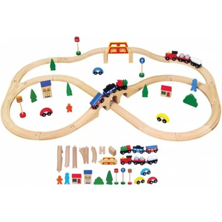 Eitech Viga Holzeisenbahn 49-teilig für Kinder aus Holz