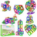Desire Deluxe Magnetische Bausteine 94PC Konstruktion Bauen Blöcke Set Montessori Spielzeug Teilen für Kinder ab 2 3 4 5 6 7 8 Alter Jahren, Lernspielzeug für Mädchen Jungen Pädagogisches Geschenk