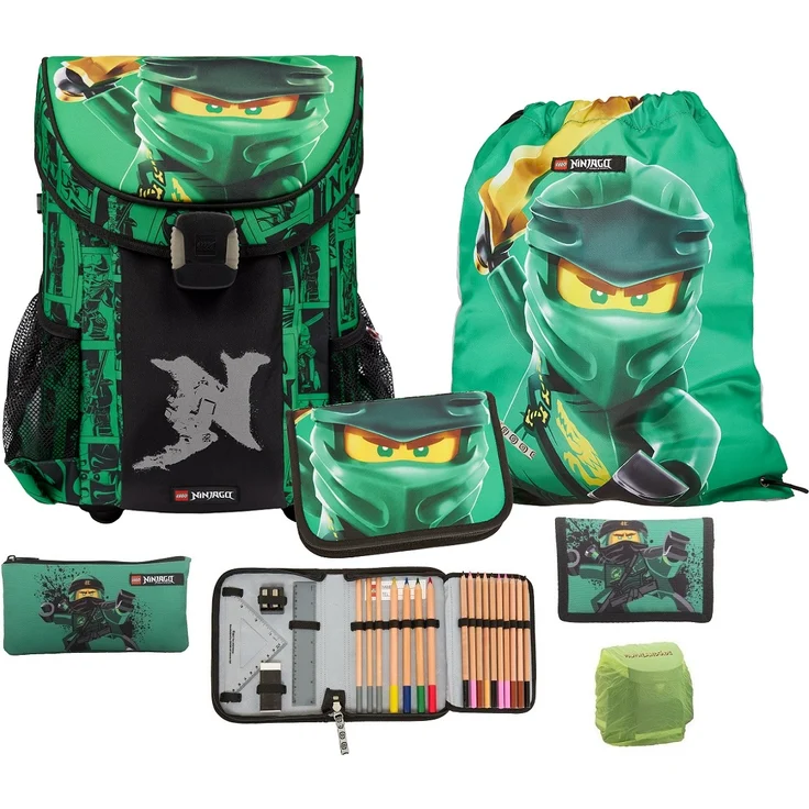 Lego Ninjago Schulranzen Set 6tlg. EASY GOLDEN POWER Ranzen 1. Klasse mit Federmappe und Regenschutz – Bild 1