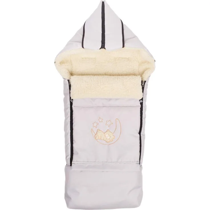 Winter Fußsack für Kinderwagen Babyschale Schlittensack Lammwollesack Baby Fußsack Kuschelsack Winterfußsack 40 x 90/110 cm (Taubengrau)