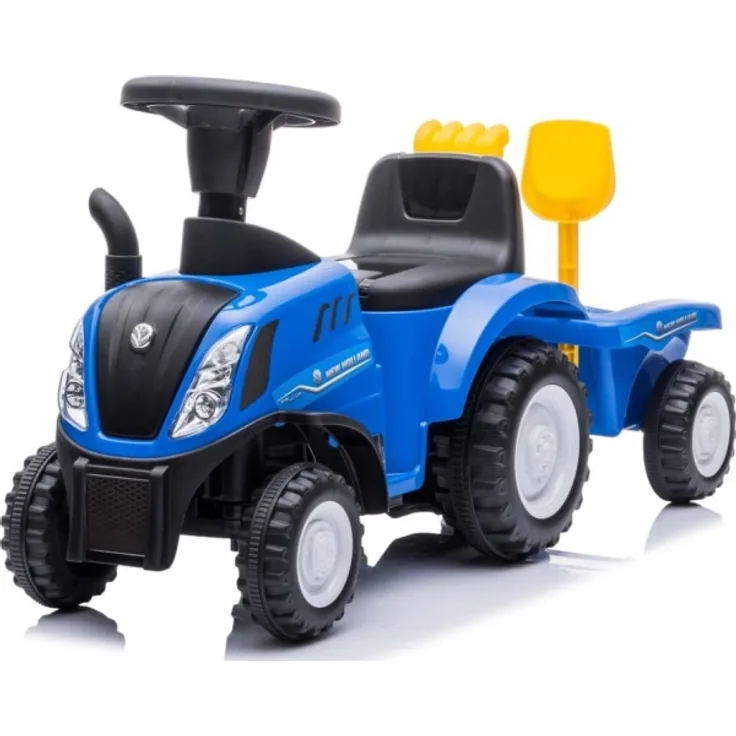Sun Baby Ride-on tractor with a New Holland blue trailer