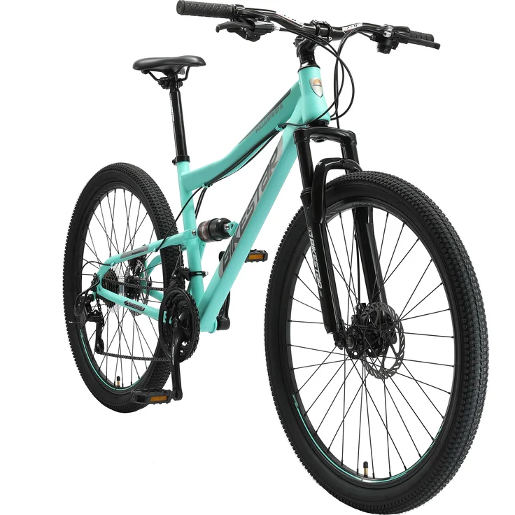 BIKESTAR Fully Mountainbike 27,5 Zoll | 17 Zoll Rahmen, 21 Gang Shimano Schaltung, Scheibenbremse | Mint – Bild 1