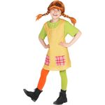Maskworld Pippi Langstrumpf Kostüm für Kinder - 3teilig - grün/gelb Lizenz Filmkostüm (98/104)