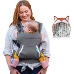 Infantino Cuddle Up Babytrage – Ergonomische Babytrage mit Fuchs-Kapuze und verstellbaren Schultergurten – Für Säuglinge und Kleinkinder von 5,4-18 kg
