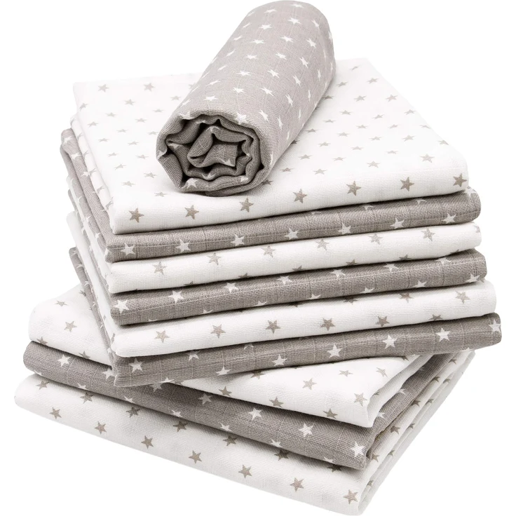 ZOLLNER 10er Set Spucktücher Sterne 5X grau 5X weiß 80x80 cm ohne Geschenkbox – Bild 1