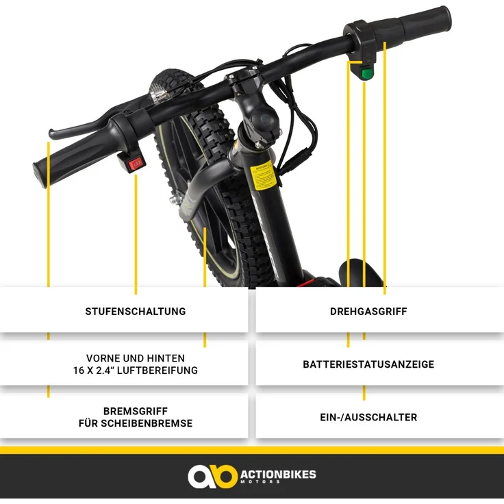 Elektro-Laufrad 16 Zoll Kinder Balance Bike elektrisch E-Bike Elektrofahrrad (Gelb) – Bild 8