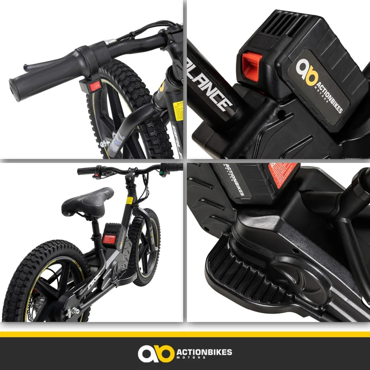 Elektro-Laufrad 16 Zoll Kinder Balance Bike elektrisch E-Bike Elektrofahrrad (Gelb) – Bild 9