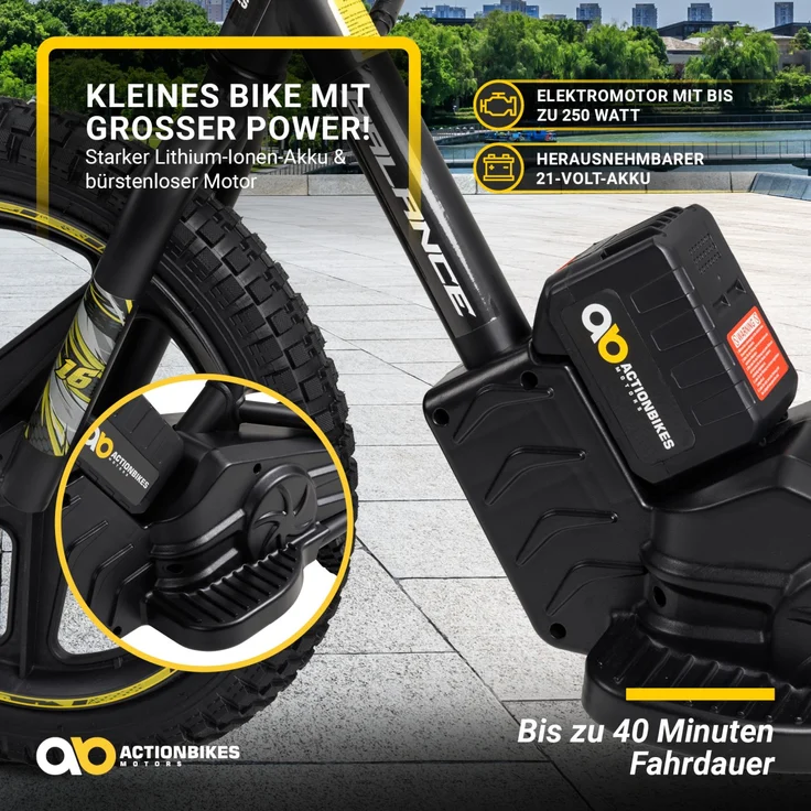 Elektro-Laufrad 16 Zoll Kinder Balance Bike elektrisch E-Bike Elektrofahrrad (Gelb) – Bild 6