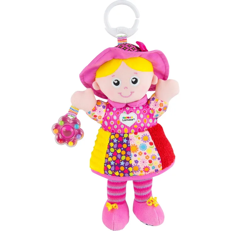 Lamaze LC27026 Baby Spielzeug Freundin Emily Clip & Go, das hochwertige Kleinkindspielzeug. Der quietschbunte Greifling fördert Motorik und ist das perfekte Kinderwagenspielzeug und Kuscheltier für Babys