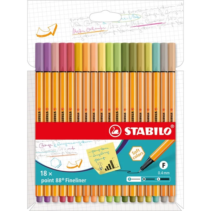 Fineliner - STABILO point 88 - 18er Pack - mit 18 verschiedenen Farben