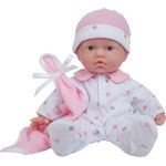 JC Toys – La Baby Puppe rosa, mit weichem Körper, 27,9 cm, waschbar, abnehmbar, Rosa, mit Hut und Decke, für Kinder ab 12 Monaten
