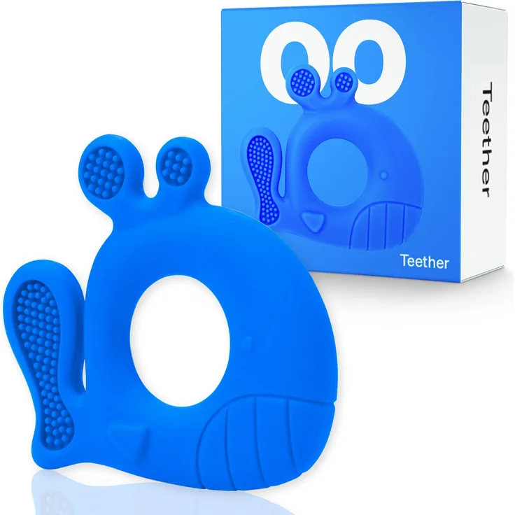 LoveNoobs Baby Beißspielzeug Zahnbürste - BPA freier, 100% lebensmittelechter Silikon Beißring, Ungiftiges Beißspielzeug für Babys Sicheres Baby Kauspielzeug mit Baumwollbeutel, Zahnungshilfe Baby