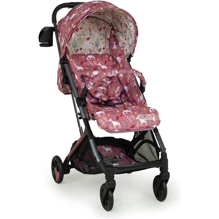 Cosatto Woosh 3 Buggy – Leichter Kinderwagen, Ab Geburt bis 25kg – Einhändig faltbar, kompakt, mit Teleskopgriff, extra großer Korb, Getränkehalter & Regenschutz (Unicorn Garden)
