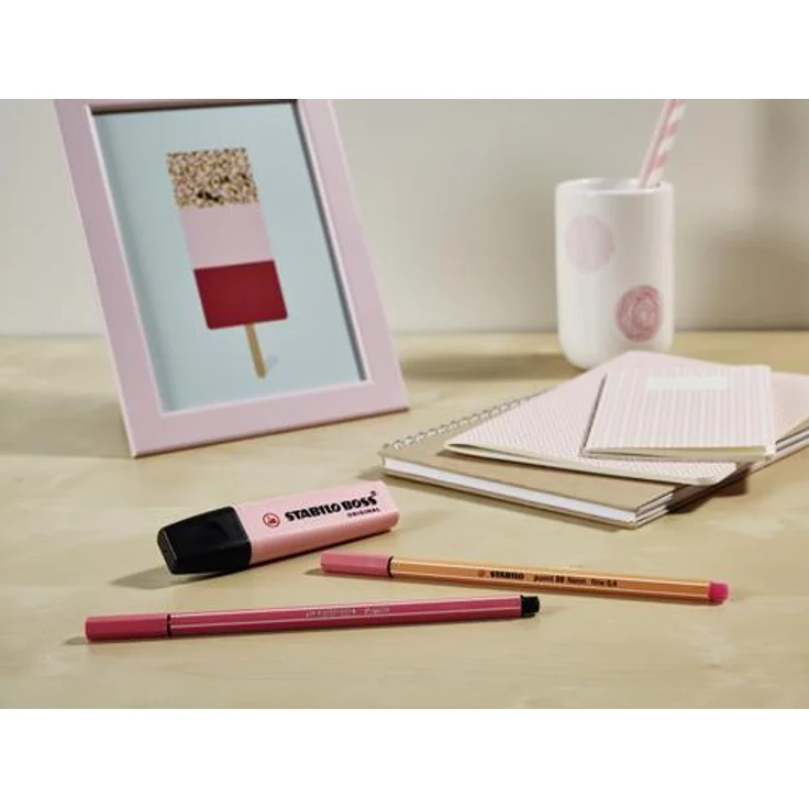 Textmarker - STABILO BOSS ORIGINAL Pastel - 4er Pack - Hauch von Minzgrün, rosiges Rouge, Schimmer von Lila, zartes Türkis – Bild 6