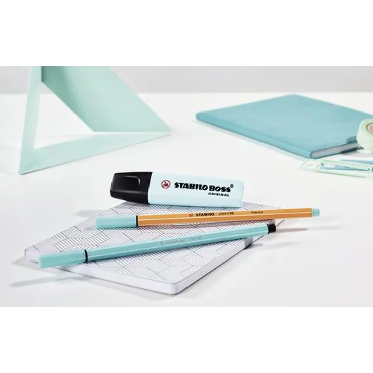 Textmarker - STABILO BOSS ORIGINAL Pastel - 4er Pack - Hauch von Minzgrün, rosiges Rouge, Schimmer von Lila, zartes Türkis – Bild 7