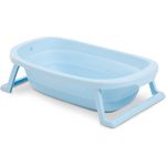 Hauck Babybadewanne Wash N Fold M, Babywanne Faltbar für Neugeborene bis 16 kg, Ablaufstöpsel mit Farbwechsel bei Hoher Temperatur, weiche Materialien, Einfacher Aufbau, 80 x 48 x 25 cm (Light Blue)
