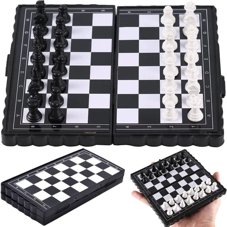 Retoo Kinder Schachspiel,13cm x 13cm, Magnetischem Einklappbar Chess Set, Schach für Kinder ab 6 Jahre, Magnetisch Reise Spiel, Folding Schachbrett, Geschenk für Erwachsene und Kinder