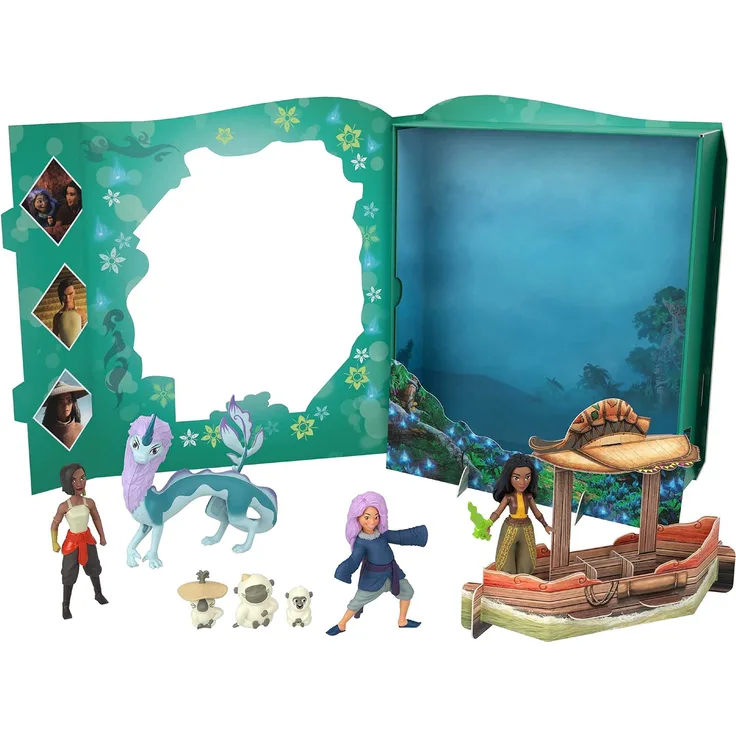 Disney Princess HLX24 - Raya und der letzte Drache Geschichtenset mit 7 Figuren, kleine Puppen, Figuren und Zubehör, inspiriert durch den Disney-Film, Disney Prinzessin Puppen Spielzeug ab 3 Jahren