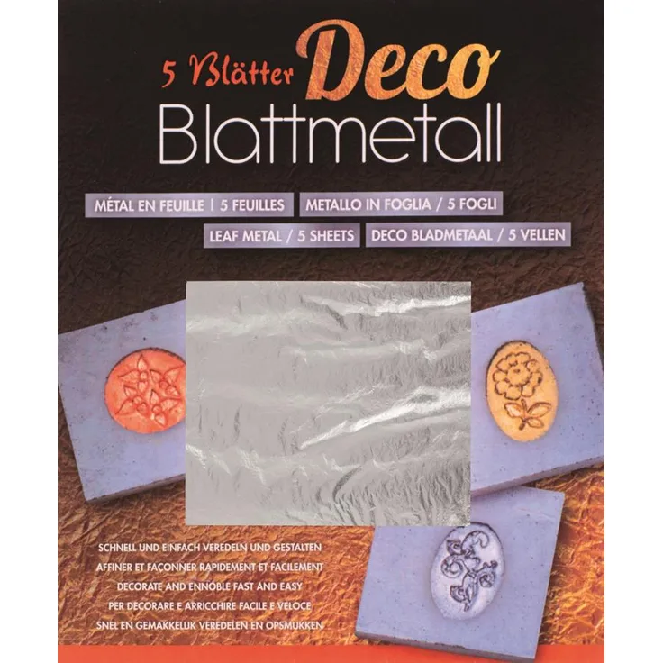 Glorex Blattmetall silberfarben 14 x 14 cm, 5 Blatt