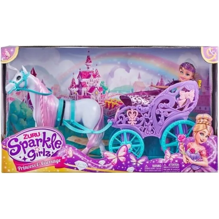 Sparkle Girlz Princess Doll with Horse and Carriage