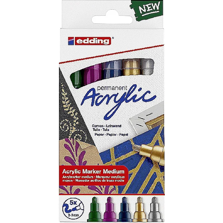 EDDING Acrylic Marker 5100 medium festlich 5Stück – Bild 1