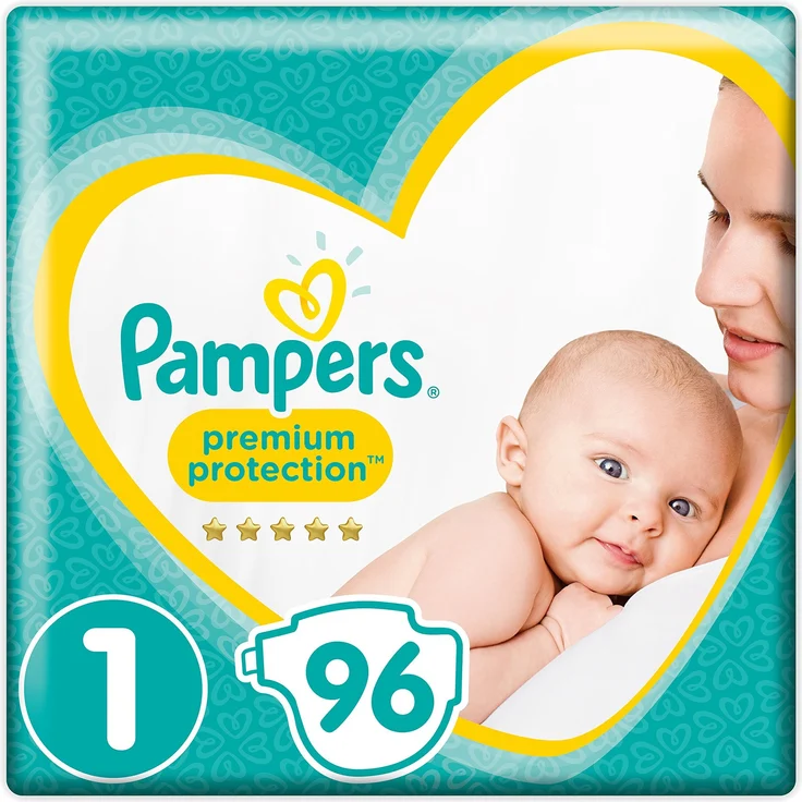 Pampers - Premium Protection New Baby Windeln, Größe 1 Halbmonatsbox (1 x 96 Stück)