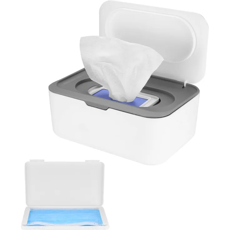 Feuchttücher Box, Baby Feuchtes Toilettenpapier Box, Spenderbox für Feuchttücher, Kinder Tücherbox Serviettenbox, mit Aufbewahrungsbox für Gesichtsabdeckungen (Grau) - Preisvergleich