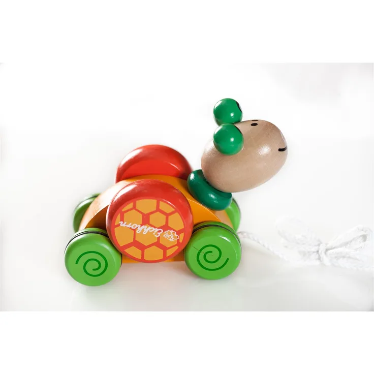 Eichhorn Nachziehtier Schildkröte Ziehtier aus Holz, Holzspielzeug 14cm