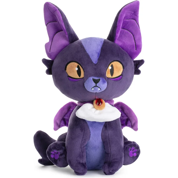 Moony, die Vampir-Katze | 30cm Plüschie Stofftier, Plüschtier, Katzen-Kuscheltier, Lila blau