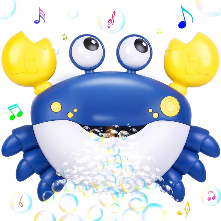 Jiosdo Baby Badewannenspielzeug, Krabbe Badespielzeug Bubble Mit Musik, Baby Wasserspielzeug Badewanne Spielzeug Kinder, Badespielzeug Baby ab 1 2 3 4 5 Jahr, Geschenke für Jungen und Mädchen (blau)