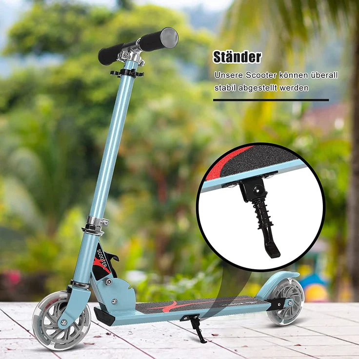 COSTWAY Scooter höhenverstellbar, Kinder Roller klappbar, Kickroller mit 2 blinkenden Räder, Tretroller, Kinderroller, Cityroller für Kinder ab 4 Jahre – Bild 4