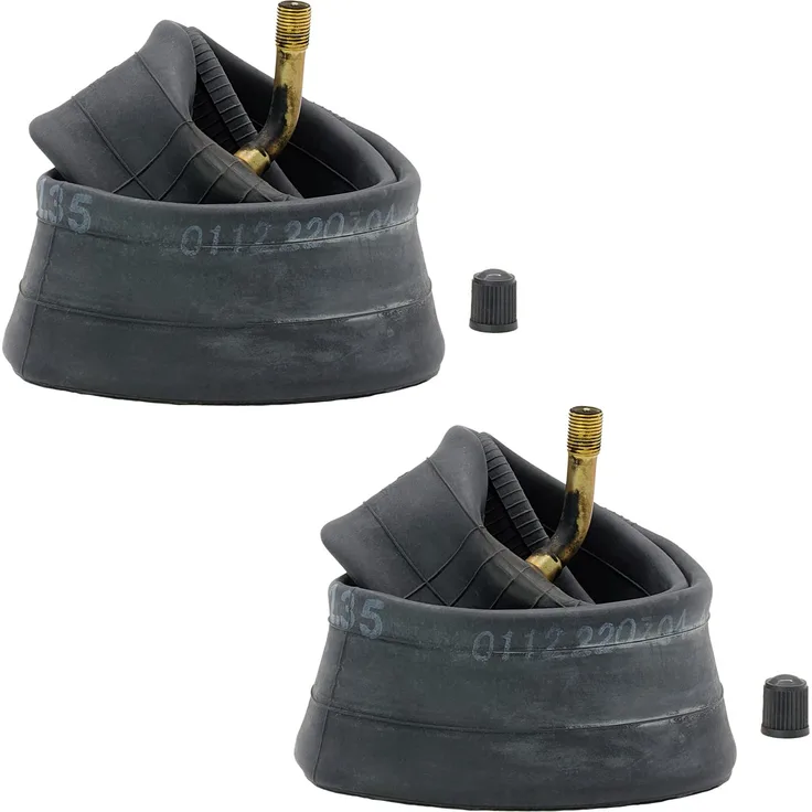 Bergmeile | 2x 10 Zoll Schläuche mit AV Winkel 45°/45° | Nahtloser Schlauch | 10 x 2. 0 (54-152) | Spezial-BUTYL-Mischung | Kinderwagen Schlauch