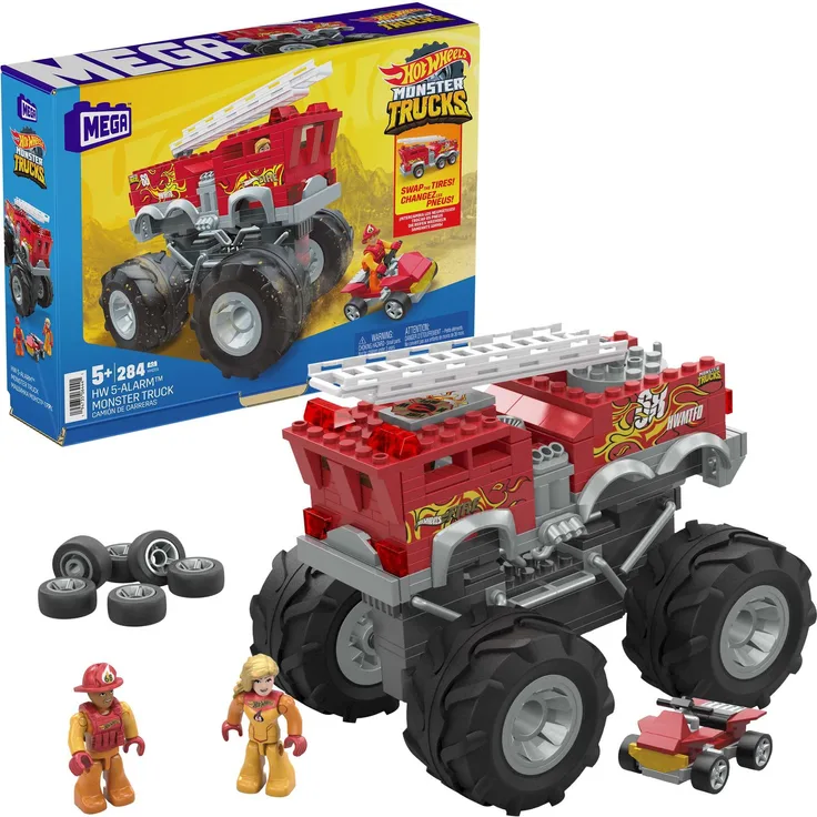 Mattel - Mega Construx Hot Wheels 5 Alarm Monster Truck & Feuerwehrfahrzeug