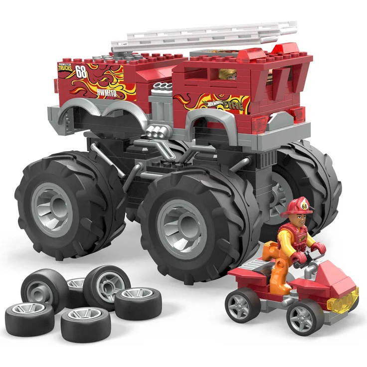 Mattel - Mega Construx Hot Wheels 5 Alarm Monster Truck & Feuerwehrfahrzeug – Bild 2