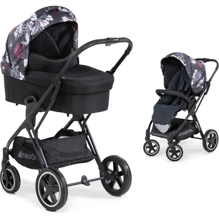 Hauck 'Mars Duoset' Kombikinderwagen 2 in 1 Wild Blooms Black, inkl. Babywanne