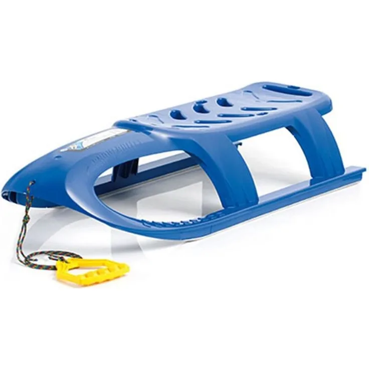 Kinderschlitten Bullet, Kunststoffschlitten in blau mit Zugseil ab 3 Jahre