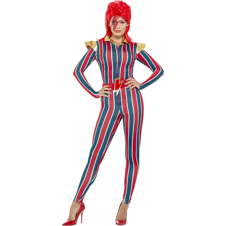 Smiffys Damen Weltraum Superstar Kostüm, Jumpsuit und Gürtel, Größe: 44-46, 43859