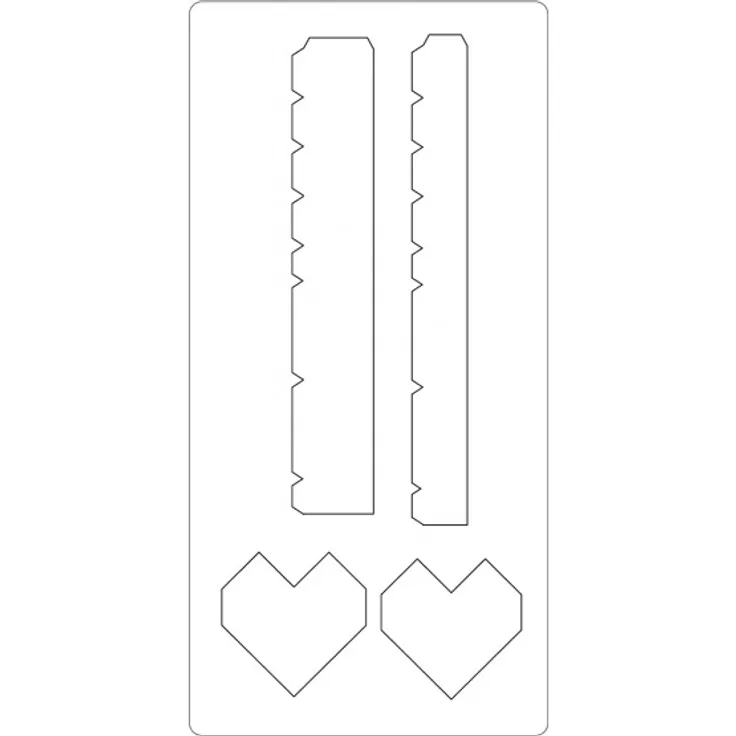 Stanzform mit dem Motiv einer Herzbox, 15,2x30,37x1,5 cm 117499