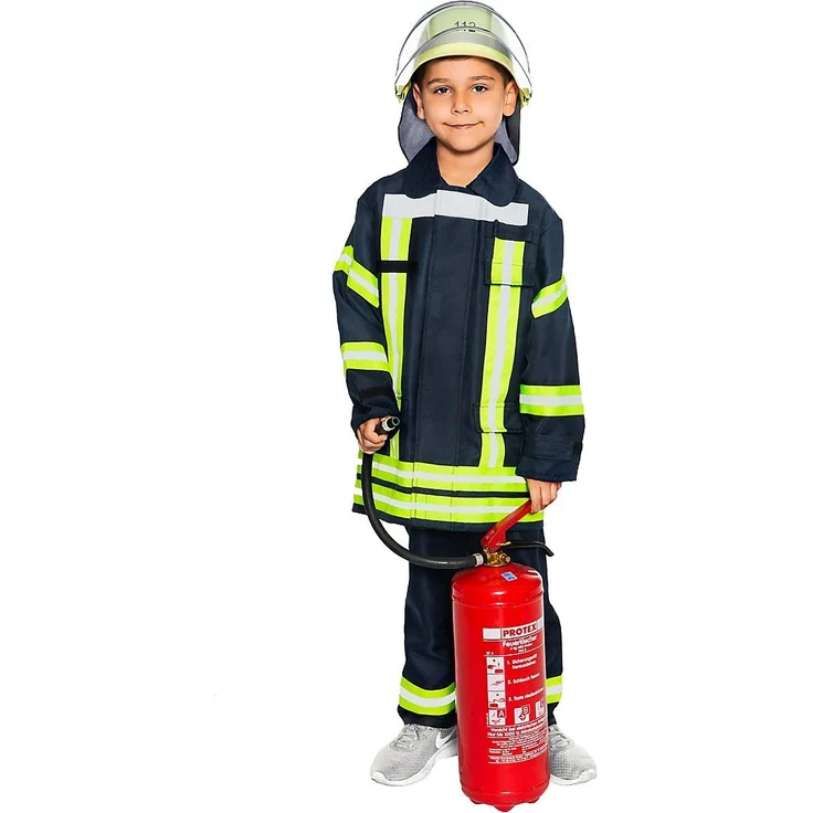 Maskworld Realistische deutsche Feuerwehrmann-Uniform mit Jacke und Hose für kleine Löschmeister - Kinder-Kostüm - Verkleidung Anzug für Karneval Fasching & Halloween - Größe 152