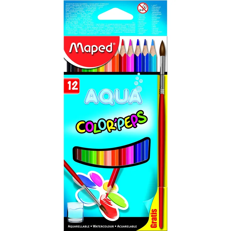 Maped - M836011 - Color'Peps Aquarelle, mit Pinsel, mehrere Farben, 12 Stück