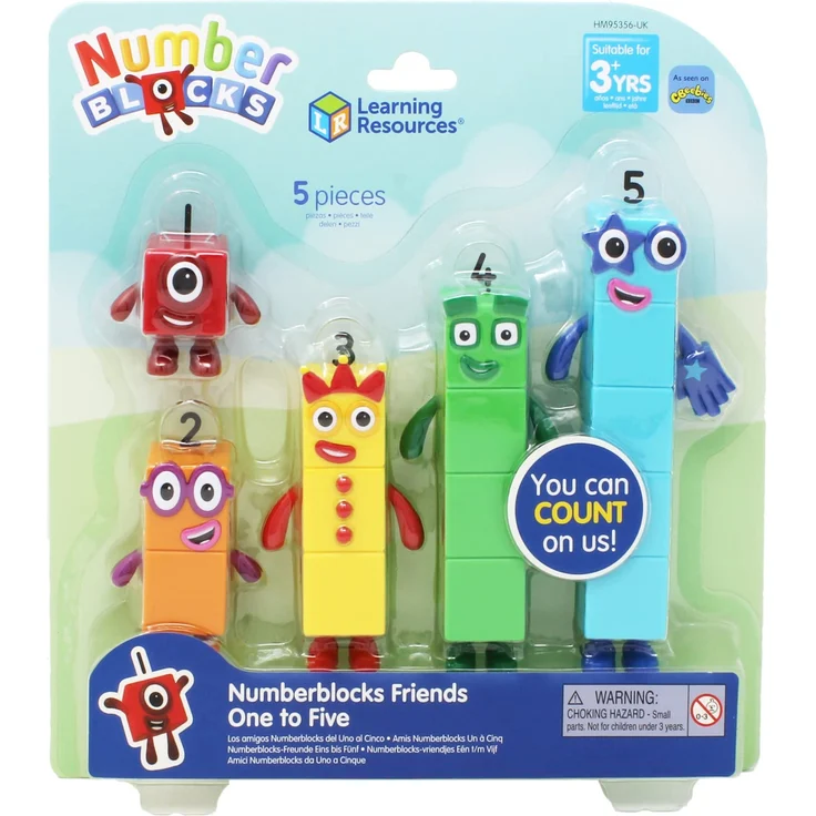 Learning Resources HM95356-UK Freunde Fünf, Offizielles Sammelspielzeug, enthält die Numberblocks Eins, Zwei, DREI, Vier & Fünf, perfekt zum Aufstellen & mit beweglichen Armen für realistisches Spiel – Bild 1
