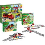 LEGO Duplo Dampfeisenbahn Set: 10874 Dampfeisenbahn + 10872 Eisenbahnbrücke mit Schienen + 10882 Schienenset