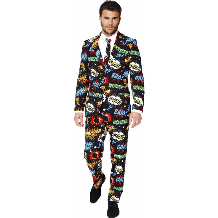 OppoSuits Abschlussball kostüme für Herren - Mit Jackett, Hose und Krawatte mit Festlichen Print 56 Badaboom